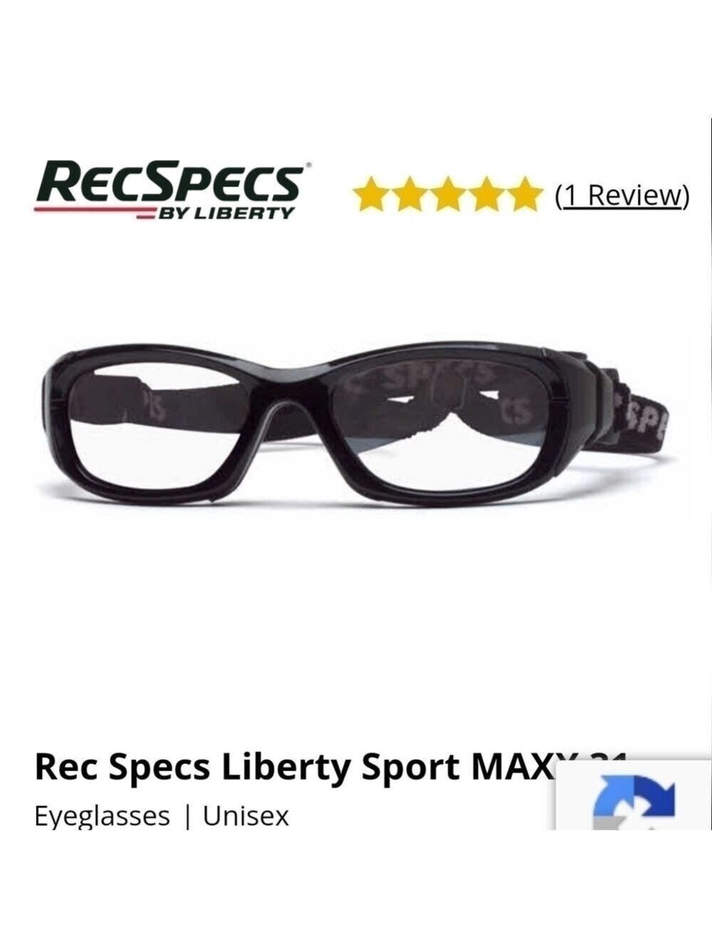REC Specs Maxx 31 by Liberty Sport Eyeglasses Unisex Navy Blue with Sport Strap